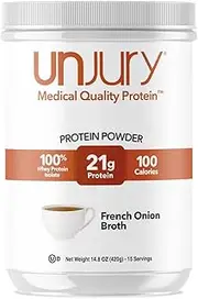 Unjury Whey Protein Powder | French Onion High Protein Soup | 21g 100% Whey Isolate Protein Powder | Low Carb and Lactose Free | Gluten Free | Certified Kosher | 15 Servings