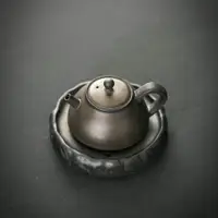 在飛比找ETMall東森購物網優惠-日式粗陶鎏金禪意復古帶把茶壺