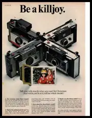 1966 Polaroid Color Pack Cameras "Be A Killjoy." Christmas Gift Idea Print Ad