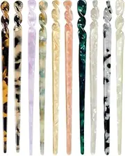 10pcs Chinese Style Hair Sticks Vintage Acetate Resin Chopstick Women Hairpins Clip Pin Headwear Wedding Jewelry Accessories Leopard Print Pins, Tortoise Shell Hairpin Chopsticks Retro Disk