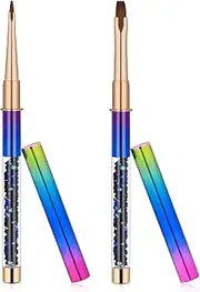 2pcs Nail Art Clean Up Brushes, Painting Brushes for Nails with Round & Angled Head Acrylic Nail Brush Pen Painting Tools for Women Nail Art Design & Polish Mistake Cleaning(Style 2)
