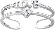 [JewelryWeb] 925 Sterling Silver Womens CZ Cubic Zirconia Simulated Diamond Adjustable Toe Ring Jewelry for Women - Ring Size Options: 6 7 8 9