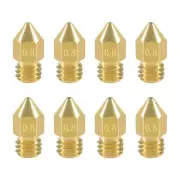 8 Pcs 0.8mm MK8 Extruder Nozzles 3D Printer Nozzles for Creality Ender 3/3