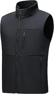 [Generic] Men's Standing Collar Fleece Vest Zip Up Fleece Lined Windproof Sleeveless Jacket Winter Outdoor Outerwear