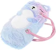 [DEARMAMY] Plush Bear Hard Shell Glasses Case for Kids Girls Soft Material Protective Eyewear Pouch with Handle