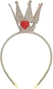 Queen of Hearts Crown Headband - Gold Tiny Crown for Women - Adult Costume Headwear - Halloween, Cosplay Party - Hand Wash Only - Unisex