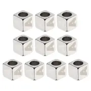 10Pcs Stainless Steels Letter Beads Alphabet Letter A Cube Silver Dice Beads