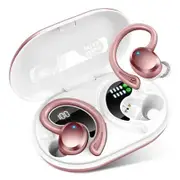 Wireless Earbuds Sport, Bluetooth 5.3 Headphones Bass HiFi Stereo Over EarBuds, 48Hrs Noise Cancelling Headset with Earhook, IP7 Waterproof,Rose Gold