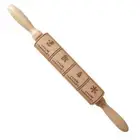 Christmas Pattern Wooden Rolling Pin Engraved Elk Embossing Rolling Pin DIY