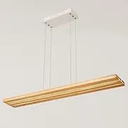 TONFON Ultra-Thin Long Strip Chandelier Wooden Linear Pendant Light Modern LED Wood Art Hanging Light for Kitchen Island Living Room Bedroom Bedside Dining Room Hallway Ceiling Light Fixture(Warm Ligh