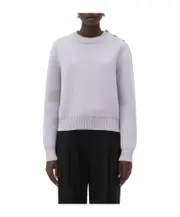 Wool Sweater With Metal Knot Buttons L,M Gray