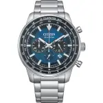 【CITIZEN 星辰】CHRONOGRAPH 光動能三眼計時手錶-藍44MM(CA4500-91L)