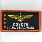 LT. JAVY MACHADO COYOTE HOOK & LOOP TOP GUN 4" EMBROIDERED JACKET PATCH