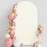 Wokceer 7.2FT Wedding Arch Cover Spandex Fitted Stand Covers Round Top Chiara Backdrop for Birthday Party Ceremony Banquet Decoration Ivory, 2.2M