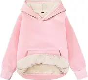 [Gihuo] Unisex Boys Girls Winter Sherpa Lined Hoodie Kid's Fleece Pullover Hooded Sweatshirt