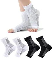 Plantar Fasciitis Socks, Compression Socks for Men and Women, Elastic Sports Ankle Support Compression Sleeve Socks, Support for Plantar Fasciitis, 2 Pairs, White + Black