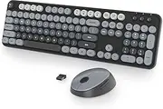 Wireless Keyboard and Mouse, 104 Full Size Typewriter Keyboard with Number Keypad, 2.4 GHz Colourful Keyboard Mouse Set Wireless with Round Keycaps for Windows PC Laptops (Gradient Dark)