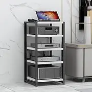 3 4 5 6 Tier AV Media Stand Height Adjustable Audio Rack Record Player Stand Wooden Shelf Stereo Rack Media Storage Cabinet HiFi Rack(White,5 Tier)