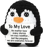 Love Gifts for Him Her Boyfriend Husband Girlfriend Wife Soulmate, to My Love Handmade Emotional Crochet Positive Support Penguin, Birthday Gift Valentine's Day for Him Her Cute Decor