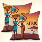 Set of 2 African ladies tree cushion cover decorative cushion covers