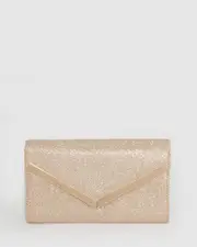 Gold Cindy Glitter Evening Clutch Bag
