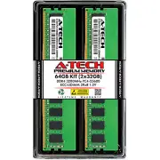 A-Tech 64GB 2x 32GB 2Rx8 PC4-25600 DDR4 3200 MHz ECC UNB UDIMM Server Memory RAM