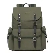 KAUKKO Vintage Casual polyster and Leather Rucksack Backpack(03-CANVAS ARMYGR...