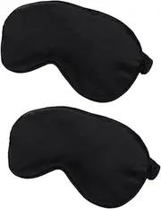 VALICLUD 2 Pcs Double-sided Satin Eye Mask for Night Blocking Eye Masks Lash Sleep Covering Sleeping Blue Material Silk Mask Faux Silk Stretch Color Black