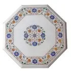 15" Floral Art Coffee Table Top Octagon Marble Lawn Side Table Inaid Multi Gems
