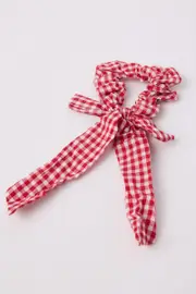 Red Check Gingham Bow Hair Tie Scrunchie