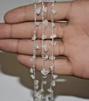 gemstone light pink chips dangle Rosary chain, bulk beaded belly chain rosary