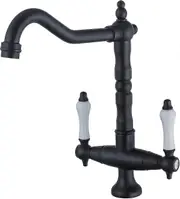 Retro Black Kitchen Faucet, Two Handle Single Handle Kitchen Faucet, 360 Swivel Sink Faucet, Kitchen Sink Mixer Tap With High Pressure Brass High Spou