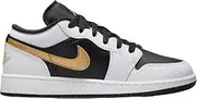 [Nike] Air Jordan 1 Low, White/Black/Metallic Gold, 4 Big Kid