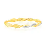 9ct Yellow Gold Wrap Around Diamond Ring with 27 Brilliant Cut Diamonds, Q