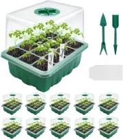 MQHUAYU Seed Trays 10 Pack, 120 Cells Seed Propagators with Heightened Lid, S...