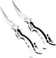 HPAMR Chicken Bone Shears Stainless Steel Strong Chicken Bone Scissors, Multipurpose Ultra Sharp Utility Scissors Bone Scissors for Bone, Chicken, Meat, Fish, Turkey, Vegetables (2 Pcs)