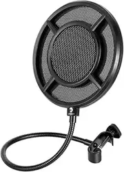 OFFSCH Microphone Pop Filter Mic Filter Mask for Recording Gaming Mic Windscreen Black
