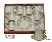 Set Coffee cups 100cc SILVER /white Coffee Cup & saucer set