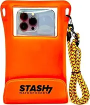 Stash7 Waterproof Phone Pouch w/Long Lanyard | IPX8 Adventure Grade Cellphone Dry Bag Case, Fits iPhone 15 Pro Max,14 Pro Max, 13 Pro Max, XS, XR, Galaxy S21, for Snorkeling, Kayaking, Cruise Orange