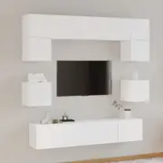 TV Cabinet Set 8 Piece High Gloss White/White vidaXL