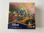 disney thomas kinkade mickey minnie sweetheart bridge 750 piece jigsaw puzzle
