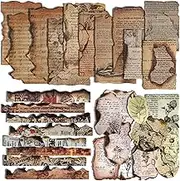 Vintage Burnt Edge Style Retro Scrapbook Paper Set Antique Music Score Decorative Paper Antique Plant Scrapbook Paper with Stickers for Diary Journal Card Making Paper Craft DIY Cutting (Flame)