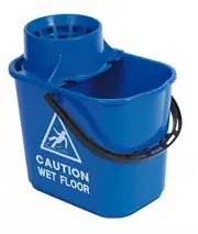 2WORK Plastic Mop Bucket with Wringer, 15 Litre, Blue