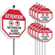 Attention No Food or Glass Allowe Octagon Sign With Stake Weather Resistant
