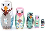 Nesting Dolls Matryoshka Owl Nesting Dolls 5pcs Handmade Wooden Russian Nesting Dolls Educational Toys Creative Ornaments Cute and Fun Gift