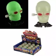 Glow In The Dark Wind Up Skull - Super Horror Vampire Teeth Clockwork Toy Gift