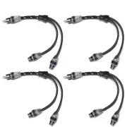 4x Rockford Fosgate Y-Adapter RCA Cables 2 Female 1 Male Dual Twist Radio to Amp
