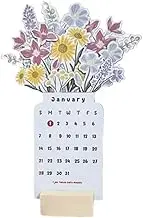 Xuegier 2024 Flowers Desk Calendar,Flower Small Desk Calendar,Flower Desk Calendar Planner,Vase Shaped Monthly Calendar Planner
