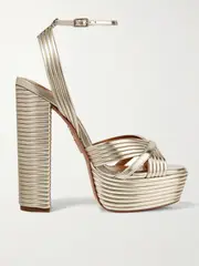 [Aquazzura] Aquazzura - Sundance 140 Metallic Leather Platform Sandals - Gold - IT39 IT 39 Gold