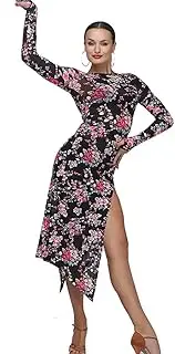 [YILINFEIER] Sexy Black Leopard Slim Splicing Latin Tango for Women Salsa Fringe Rumba Samba Costumes